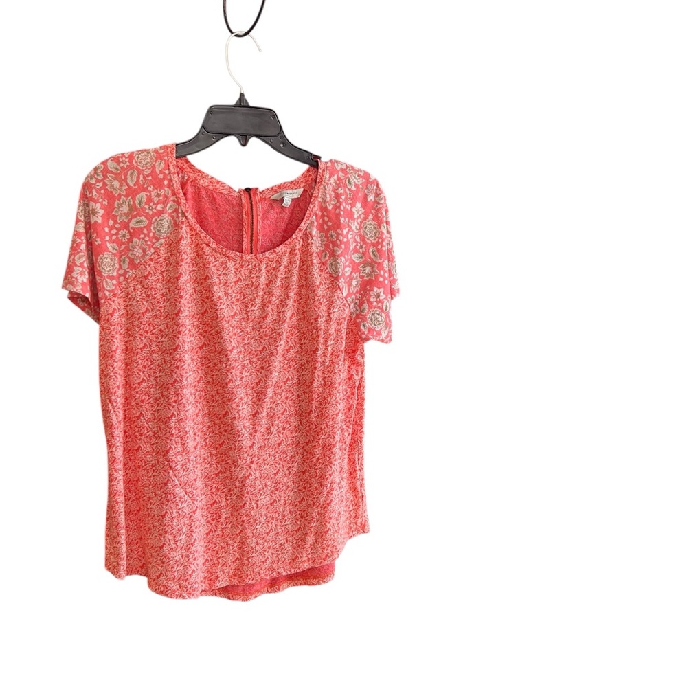 Lucky Band coral/ivory mixed floral print top Sz XL